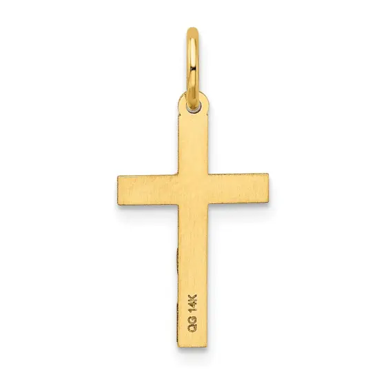 14K Gold Laser Designed Cross Charm Pendant Jewelry 23 x 10 mm {3}