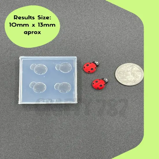 Matte Ladybug Silicone Mold, Resin Mold, Polymer Clay Mold (A14) {2}