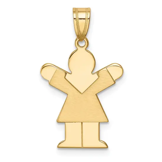 14K Yellow Gold The Kids Girl Charm Pendant Jewelry {1}