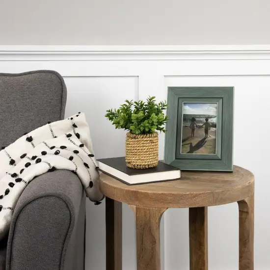 Northlight Milan Leaf Artificial Mini Bush In Rattan Basket - 7" Green {3}