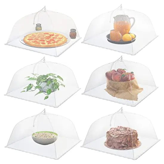 (6 pack) Large and Tall 17x17 Pop-Up Mesh Food Covers Tent Umbrella for Outdoors, Screen Tents, Parties Picnics, BBQs, Reusable and Collapsible Food Tents {1}