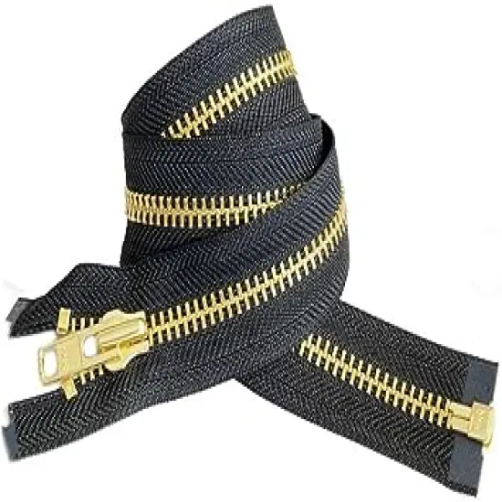 #8 Extra Heavy Jacket Separating Zipper - YKK Brass Metal Separating - Color Black - Made in The United States - Choose Your Length - 1 Zipper Per Pack (Black - 27" Inches) {1}