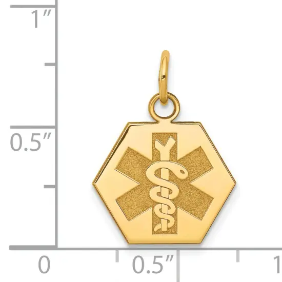 14K Yellow Gold Medical ID Pendant Charm Jewelry 20mm x 15mm {2}