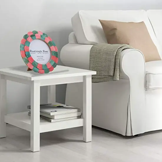 Handicrafts Home Photo Picture Frame - 4" x 4", Round Handmade Gift Photo Frames - Red & Green {6}