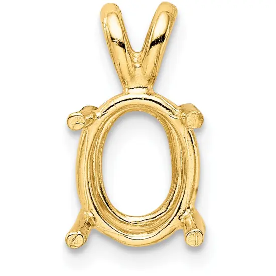 14K Gold 4 Prong Oval Pendant Setting 9.5x7mm {1}