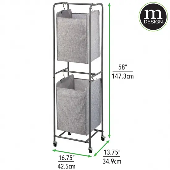 mDesign Vertical Portable Laundry Hamper Basket - Metal Frame {3}