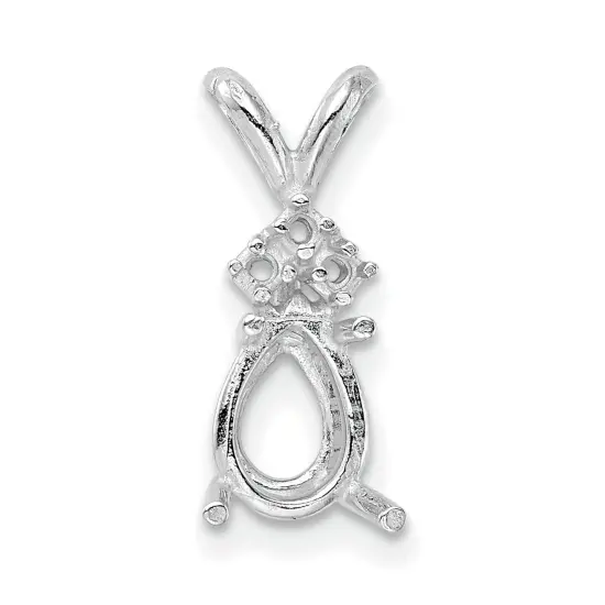 14K White Gold 4 Prong Pear Pendant Setting 5x3mm {2}