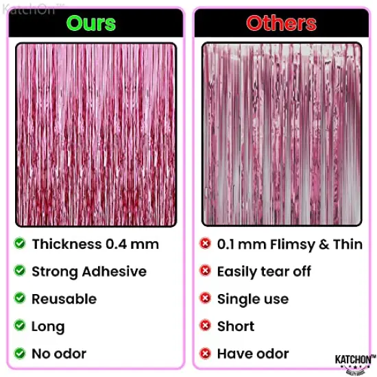 ExtraLarge Pink Backdrop 6.4x8 Feet, Pack of 2 - Pink Fringe Backdrop for Pink Party Decorations, Pink Foil Fringe Curtain, Pink Streamers, Pink Birthday Decorations {4}