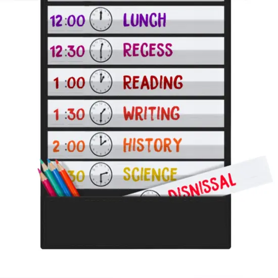 Daily Schedule Pocket Chart, 13+1 Pocket, Scheduling Pocket Chart, 18 Dry-Eraser Cards, Educational Charts for Classroom Office Home Preschool Activity (Black) {4}