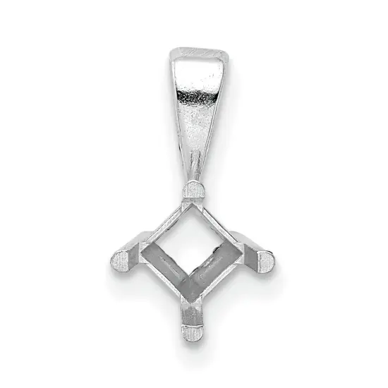 14K White Gold 4 Prong Princess Pendant Setting 6mm {2}