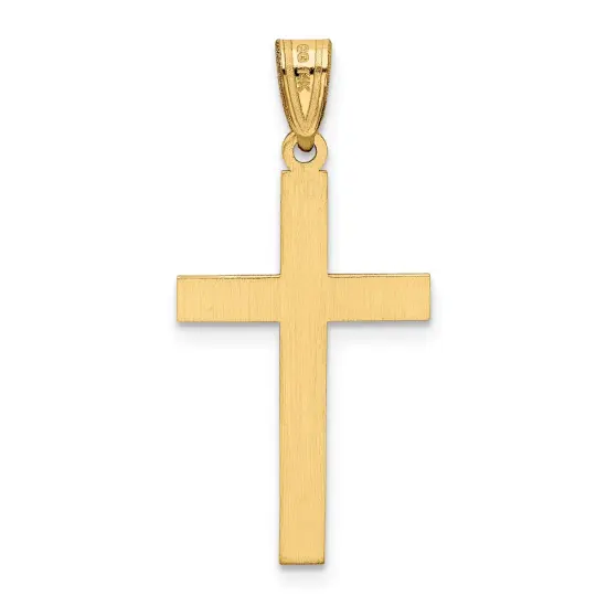 14K Yellow Gold Cross Pendant Charm Religious Jewerly 29mm x 15mm {3}