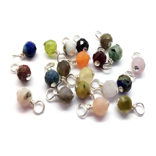 Mixed Gemstone Charms, 20 pieces, Tiny 4mm Faceted Stone Bead Dangles, Adorabilities {2}