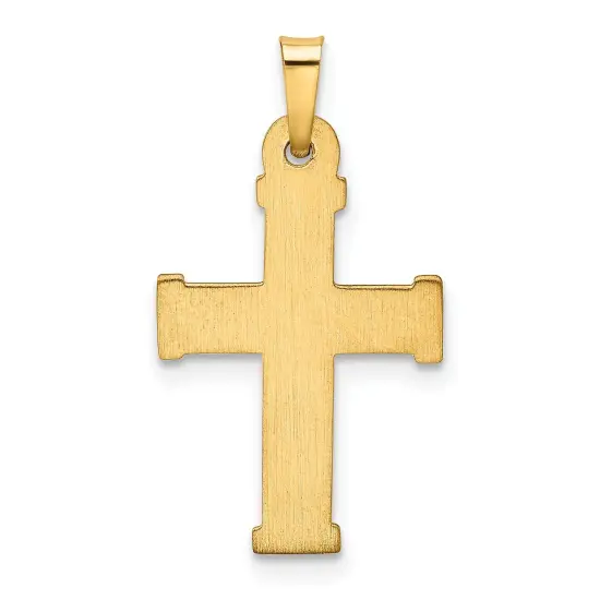 14K Yellow Gold Hollow Cross Pendant Charm Jewelry {3}