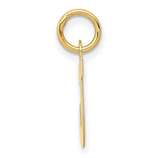 14K Yellow Gold Small Block Intial Letter J Charm Jewerly 18mm x 10mm {3}