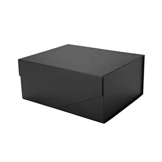 Gift Box 9x6.5x3.8 Inches, Groomsman Box, Rectangle Collapsible Box with Magnetic Lid for Gift Packaging (Matte Black, Grain Texture) {2}