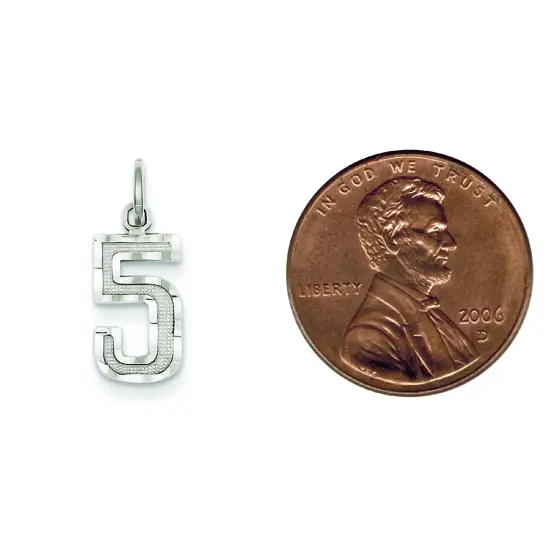 14K White Gold Small Number 5 Charm Pendant FindingKing Jewerly 19mm x 7mm {2}