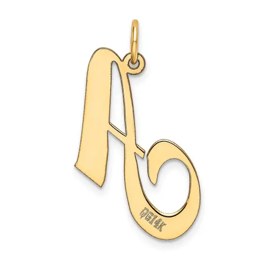 14K Yellow Gold Large Fancy Script Initial A Charm Jewerly 22mm x 25mm {4}