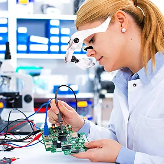 Hands Free Headband Magnifying Glass, USB Charging Head Magnifier with LED Light Jewelry Craft Watch Hobby 5 Lenses 1.0X 1.5X 2.0X 2.5X 3.5X (Upgraded Version) {5}