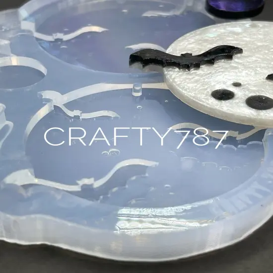 Moon and Bats Dangle Earring Silicone Mold Layer(C4) {5}