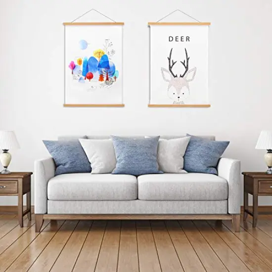2 Pack Magnetic Poster Hanger Frame, Teak Wood Magnet Poster Frame for Posters, Prints, Photos, Pictures, Maps, Scrolls, and Canvas Artwork {4}