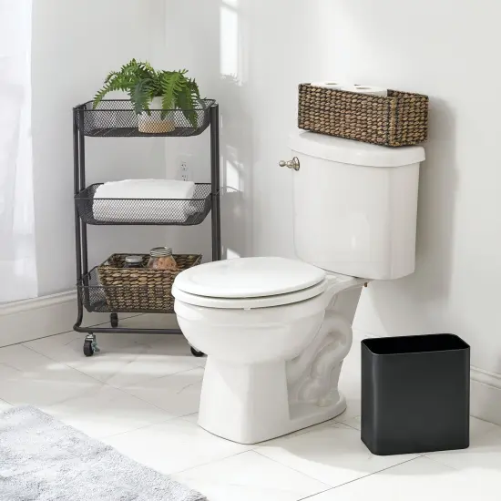 mDesign 2 Piece Plastic Bathroom Set, Bowl Brush and Trash Can {2}