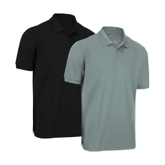 Radyan&reg; Best Polo Performance Ultra Soft Plain Short Sleeve T-Shirts Black & sports grey {1}