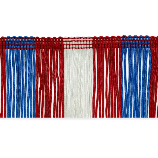 5 Yards of 2" Striped Multicolor Chainette Fringe Trim | 5 yard cut Red/White/Blue {1}