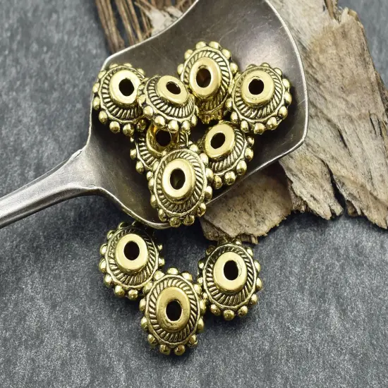 11x6mm Antique Gold Rondelle Spacer Beads {4}