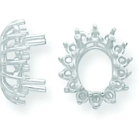 14K White Gold Oval Cluster Setting 1.7mm (x14) {1}