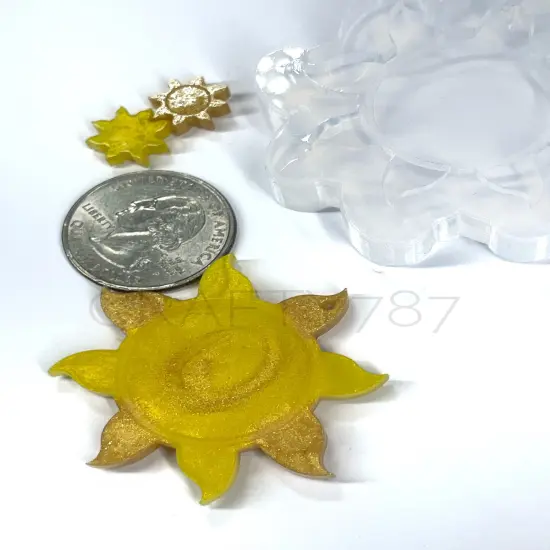 Sun Dangle Earrings Silicone Mold with 2 pairs of studs Earrings (C7) {2}