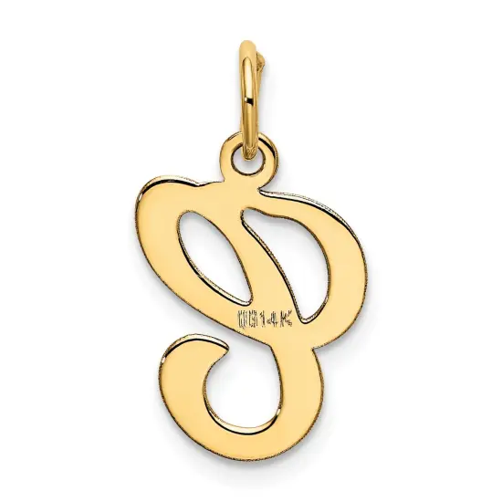 14K Gold Polished Fancy Initial Letter C Charm Pendant Jewerly 20mm x 11mm {4}