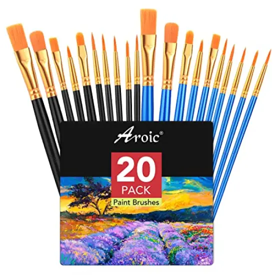 Acrylic Paint Brush Set 2 Packs/20 Pieces Watercolor Brushes Nylon Hair for All-Purpose Oil and Watercolor Painting Artists (Black and Blue) {2}