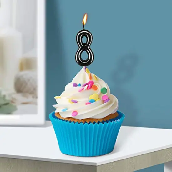 10 Pieces Black Numeral Birthday Candles - Numeric Candles for Cake Decoration, Includes Numbers 0-9, Ideal for Birthday Parties and Wedding Anniversary Celebrations {6}