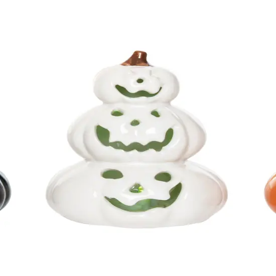 Triple Halloween Pumpkins Stack W/LED Figurine A/3 {4}