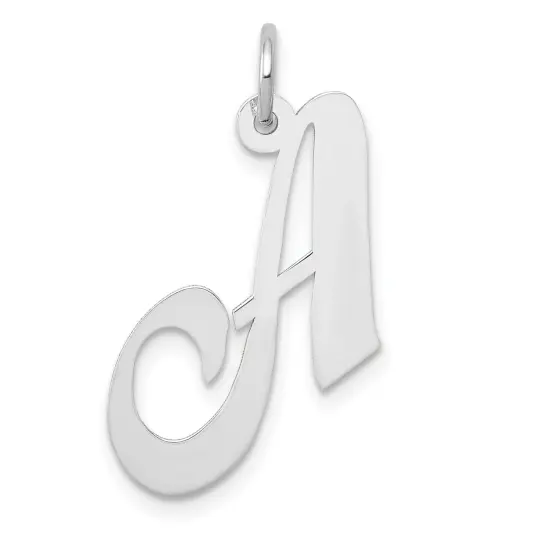 14K White Gold Medium Fancy Script Initial A Charm Jewerly 20mm x 21mm {1}