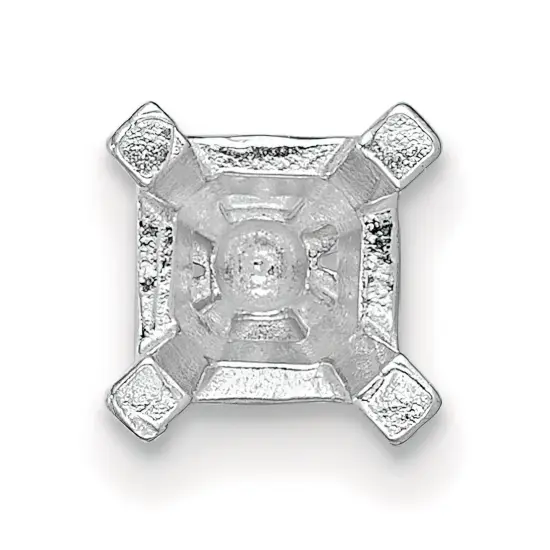 14K White Gold 4 Prong Princess Center Head Setting 6mm {2}