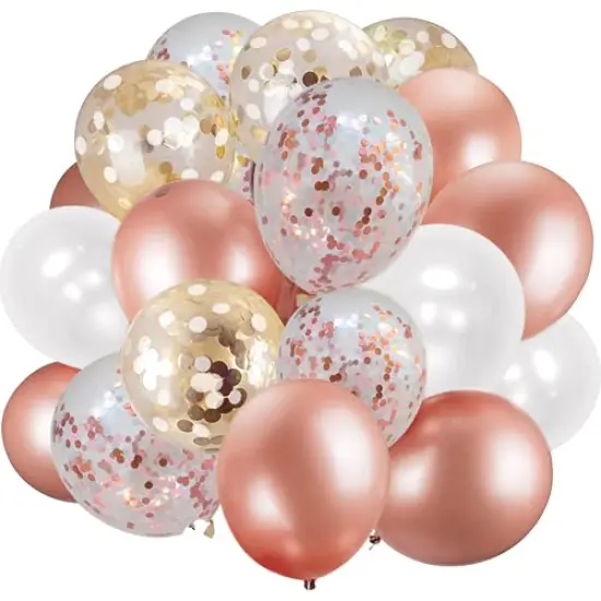60 Pack Rose Gold Balloons - Includes White Balloons and Confetti Balloons with Ribbon | Ideal for Bridal, Baby Shower, Graduation, and Engagement Party Decorations {2}