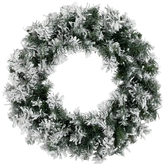 Northlight Flocked Pine Artificial Christmas Wreath - 24" - Unlit White {1}