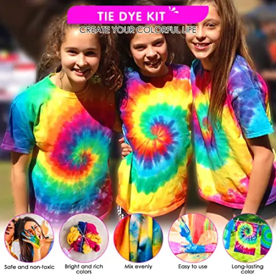 Tie Dye Kit - 32 Vibrant Colors Pre-Filled Bottles Tyedyedye Kit, Permanent Non-Toxic for Large Groups Kids Adults,Tye Fabric Textile Handmade Party(Just Add Water) {4}