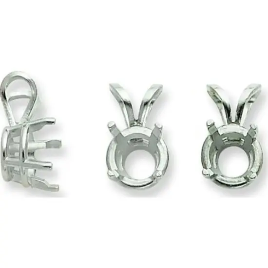 14K White Gold 0.63ct 4 Prong Round Pendant Setting {1}