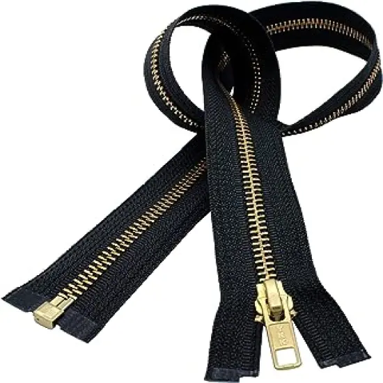 YKK 12" Medium Weight Jacket Zipper YKK #5 Brass ~ Separating ~ 580 Black (1 Zipper/Pack) {1}