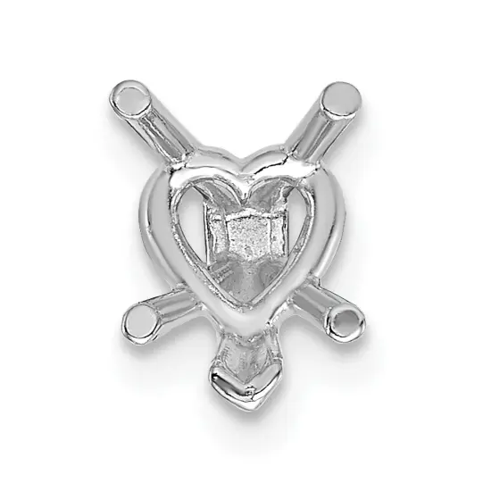 14K White Gold 5 Prong Heart Peg V-End Setting 6mm {2}