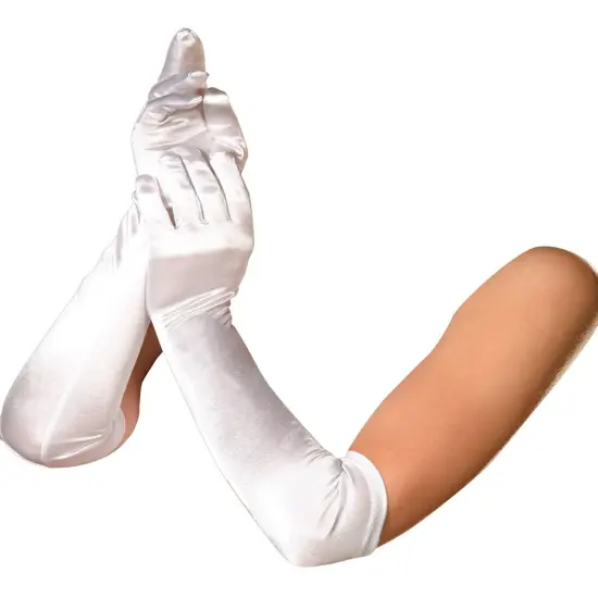 Women's White Opera Gloves Costume Accessory {1}