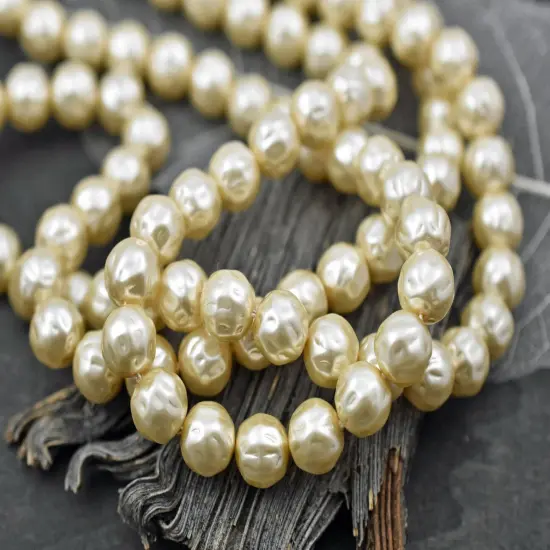 Czech Glass Cream Pearl Baroque Round Beads -- Choose Your Size {4}