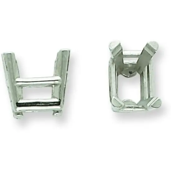 14K White Gold 4 Prongs Emerald Cut Basket Setting 6mm {1}