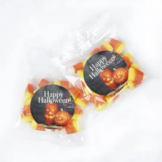 24 Pcs Halloween Candy Party Favors Candy Corn Goodie bags with Stickers - Pumpkins {1}