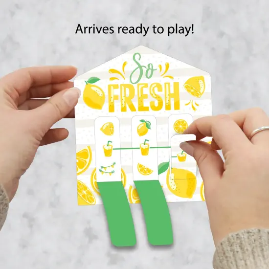 Big Dot of Happiness So Fresh - Lemon - Citrus Lemonade Party Game Pickle Cards - Pull Tabs 3-in-a-Row - Set of 12 {3}