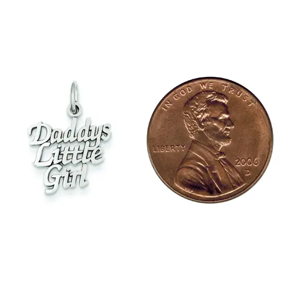 14K White Gold Polished Casted Daddys Little Girl Charm Family Kid Gift Pendant {2}