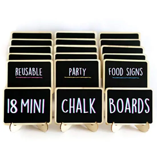 SAVVY & SORTED Mini Chalkboard Signs for Food - 18 Small Chalk Signs + 3 White Chalk Sticks - Food Signs for Party - Little Chalkboards - Party Food Labels Buffet Cheese Signs Candy Table Supplies {1}