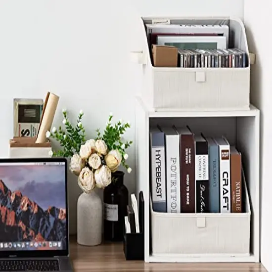 StorageWorks Closet Storage Bins, Trapezoid Storage Box for Shelves, Fabric Closet Bins and Organizing Baskets, Small, 3-Pack, Mixing of Beige, White & Ivory {4}